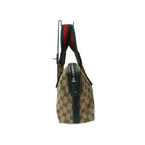 Gucci Tan Handbag Canvas Beige Bag Line Red Sherry Green